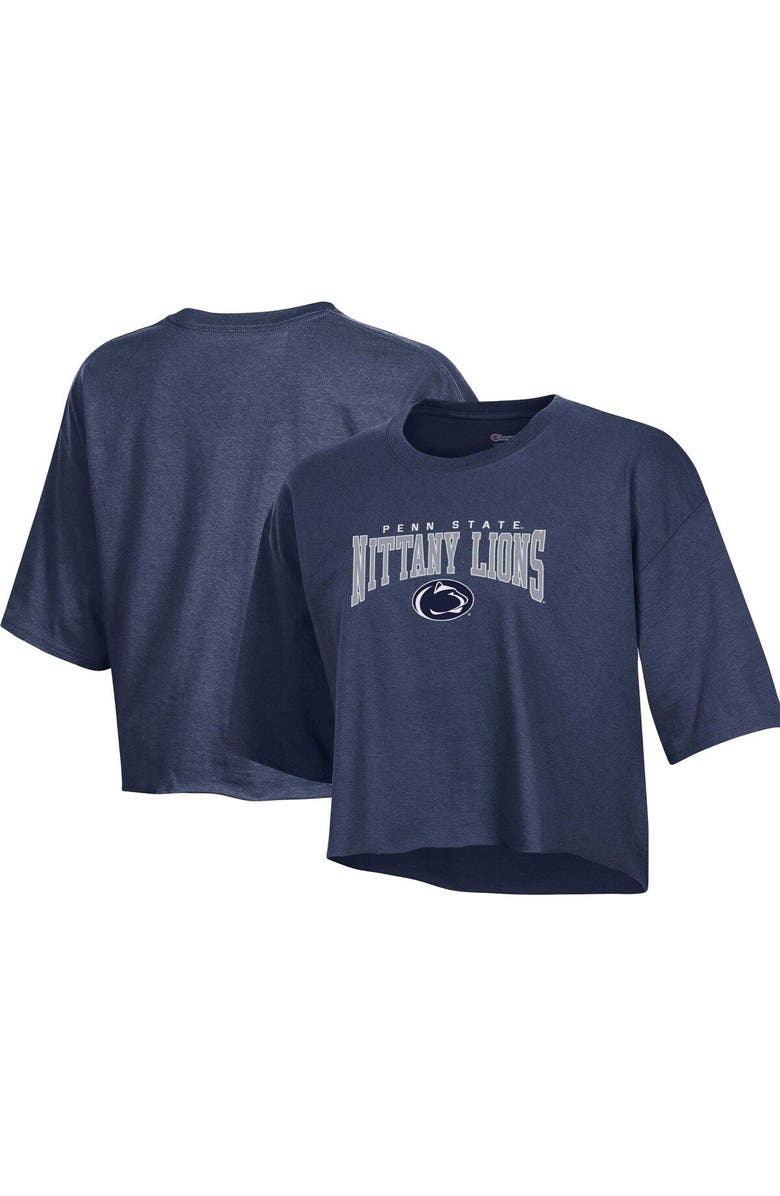 Champion Women's Champion Heather Navy Penn State Nittany Lions Boyfriend Cropped T-Shirt, Main, color, Heather Navy