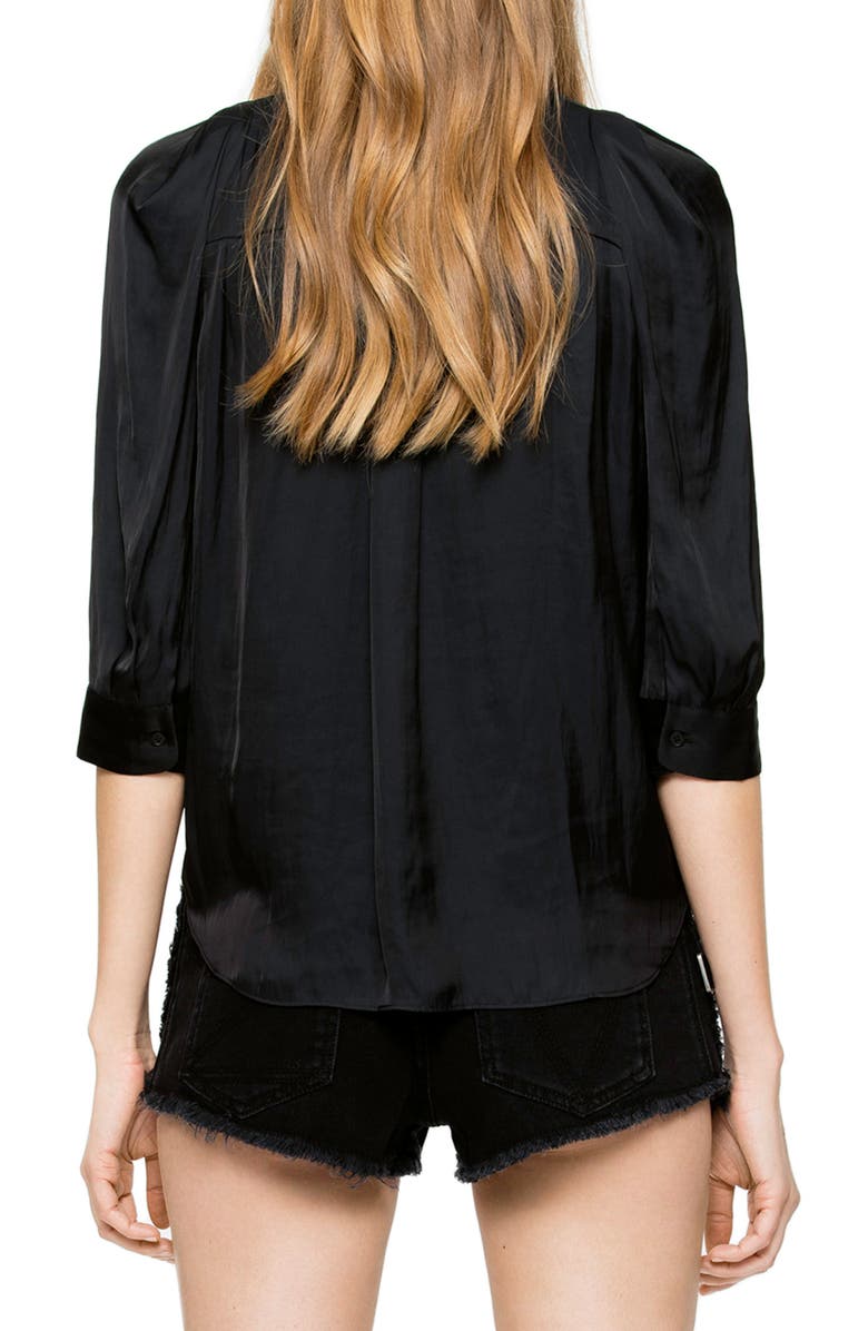 Zadig & Voltaire Tie Neck Satin Blouse, Alternate, color, 