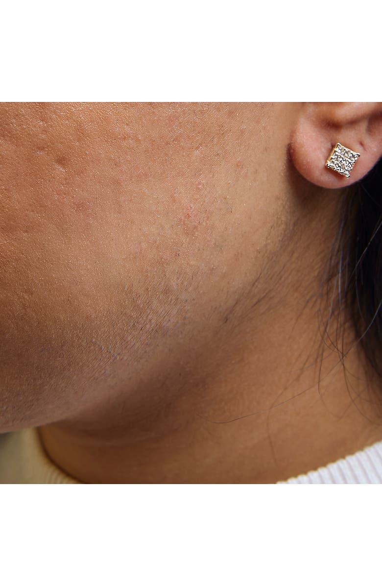 Haus of Brilliance 14K Yellow Gold 1/2 Ct Invisible Princess 9 Stone Square Stud Earrings, Alternate, color, Yellow