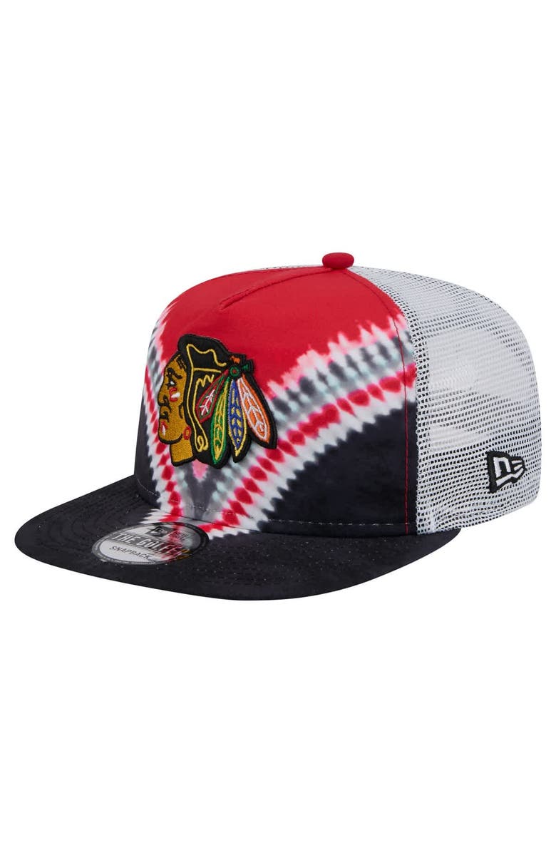 New Era Men's New Era  Black/Red Chicago Blackhawks Throwback V-Dye Adjustable Golfer Hat, Main, color, 