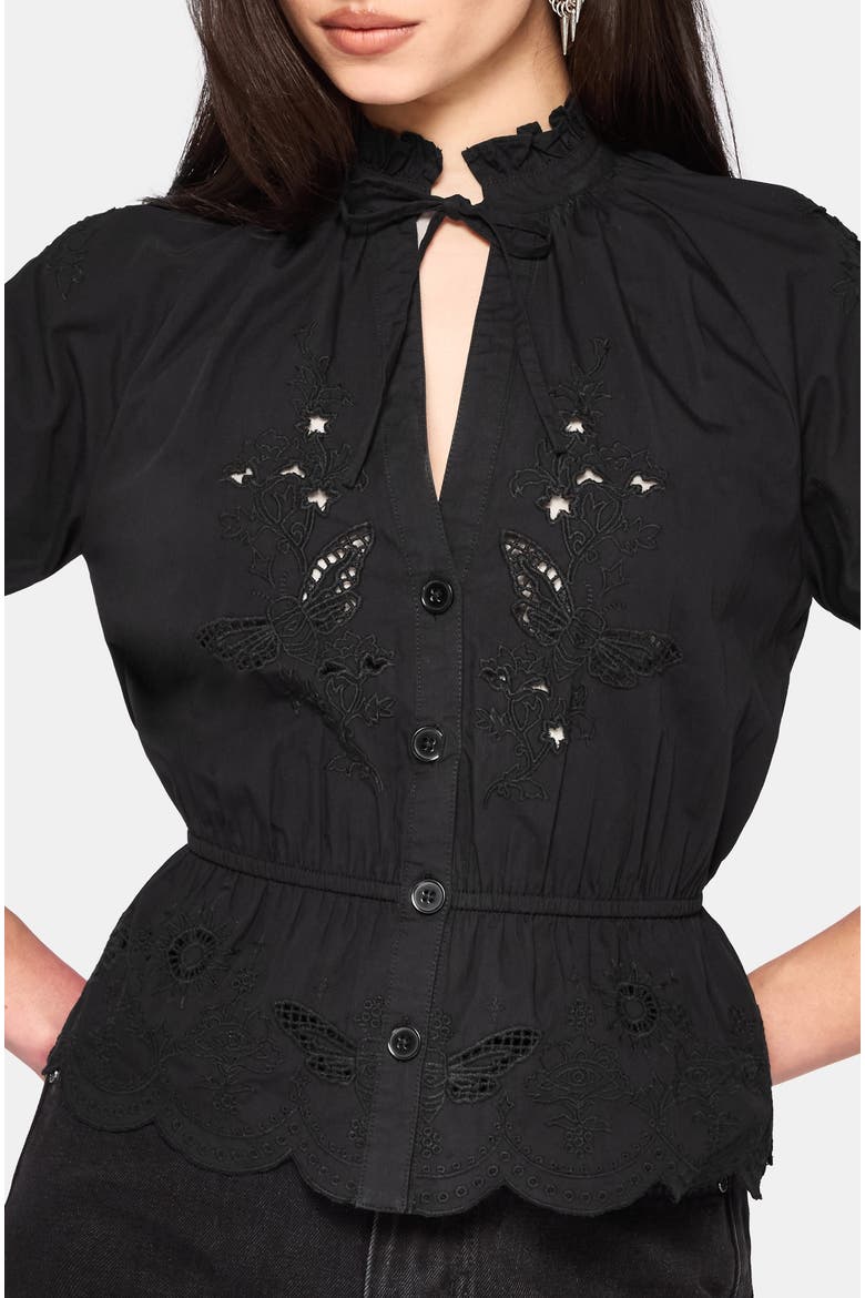 Posy Tie Neck Blouse, Alternate, color, Black