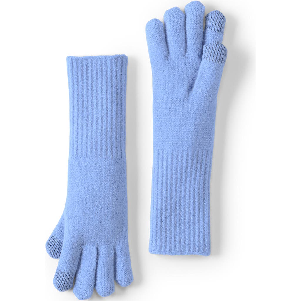 Lands' End Cashtouch Knit Gloves In Blue