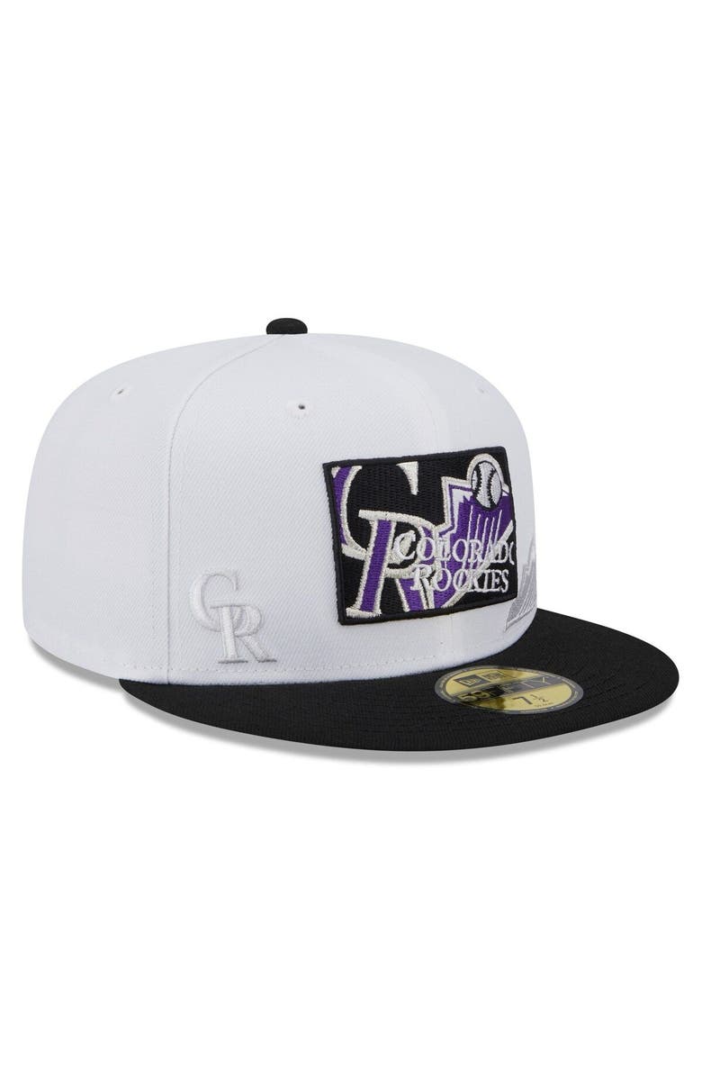 New Era Men's New Era White/Black Colorado Rockies State 59FIFTY Fitted Hat, Alternate, color,
