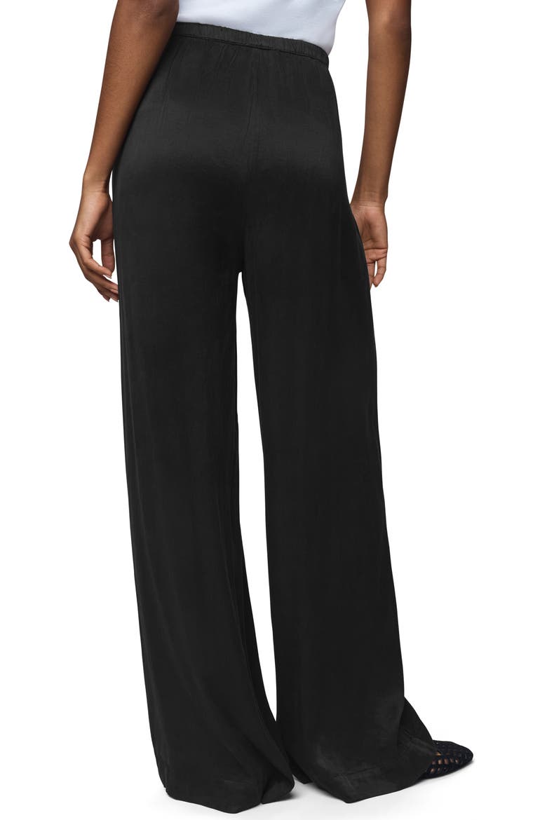 Serena Satin Pull-On Pants, Alternate, color, BLACK
