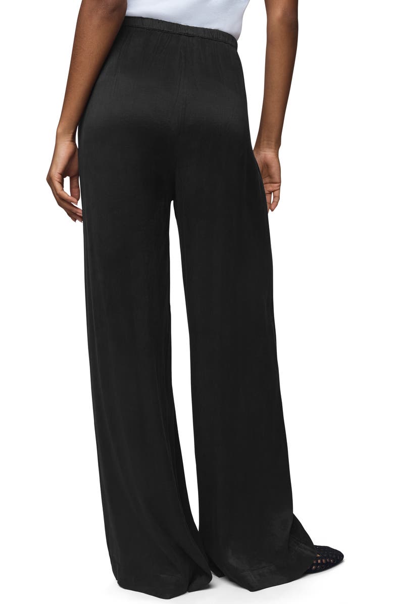 Splendid Serena Satin Pull-On Pants, Alternate, color, Black