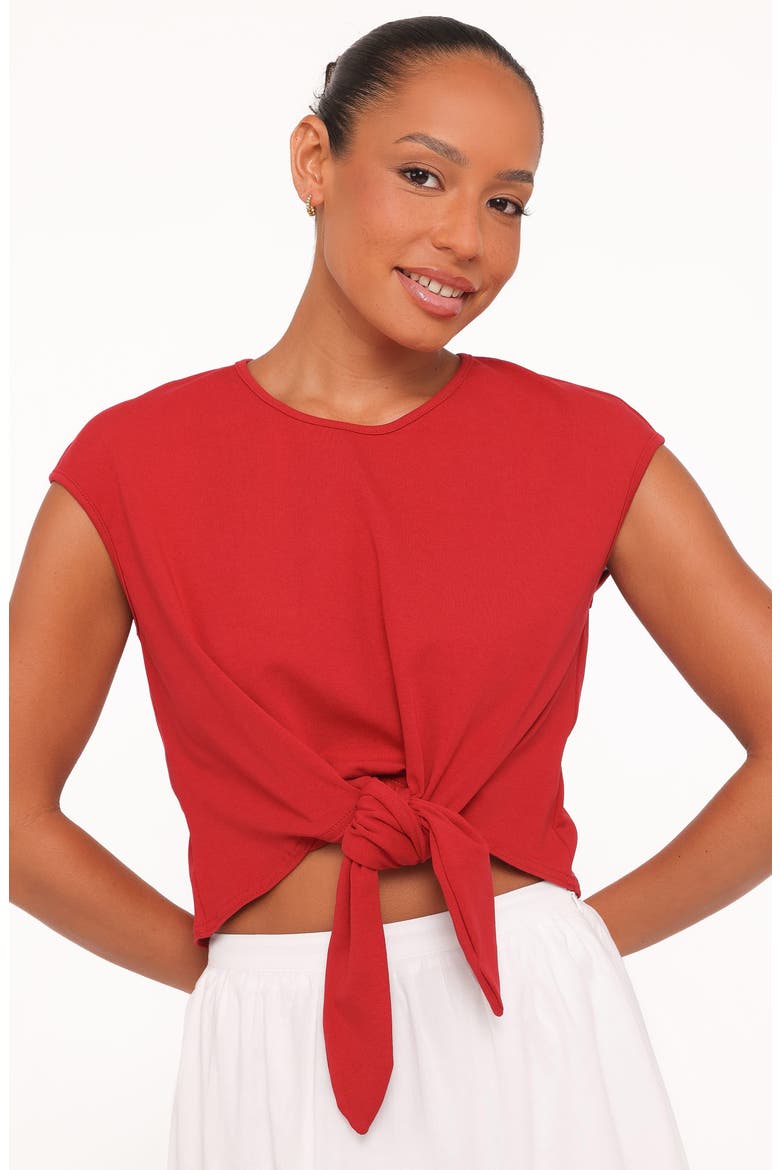 Kathy Tie Hem Top, Alternate, color, RED