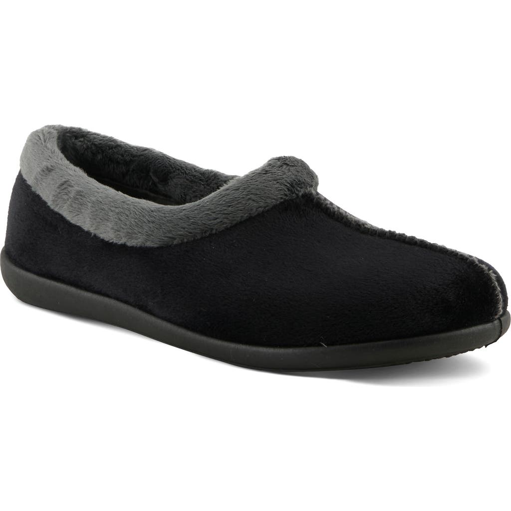 Flexus By Spring Step Amalie Faux Fur Slipper In Black