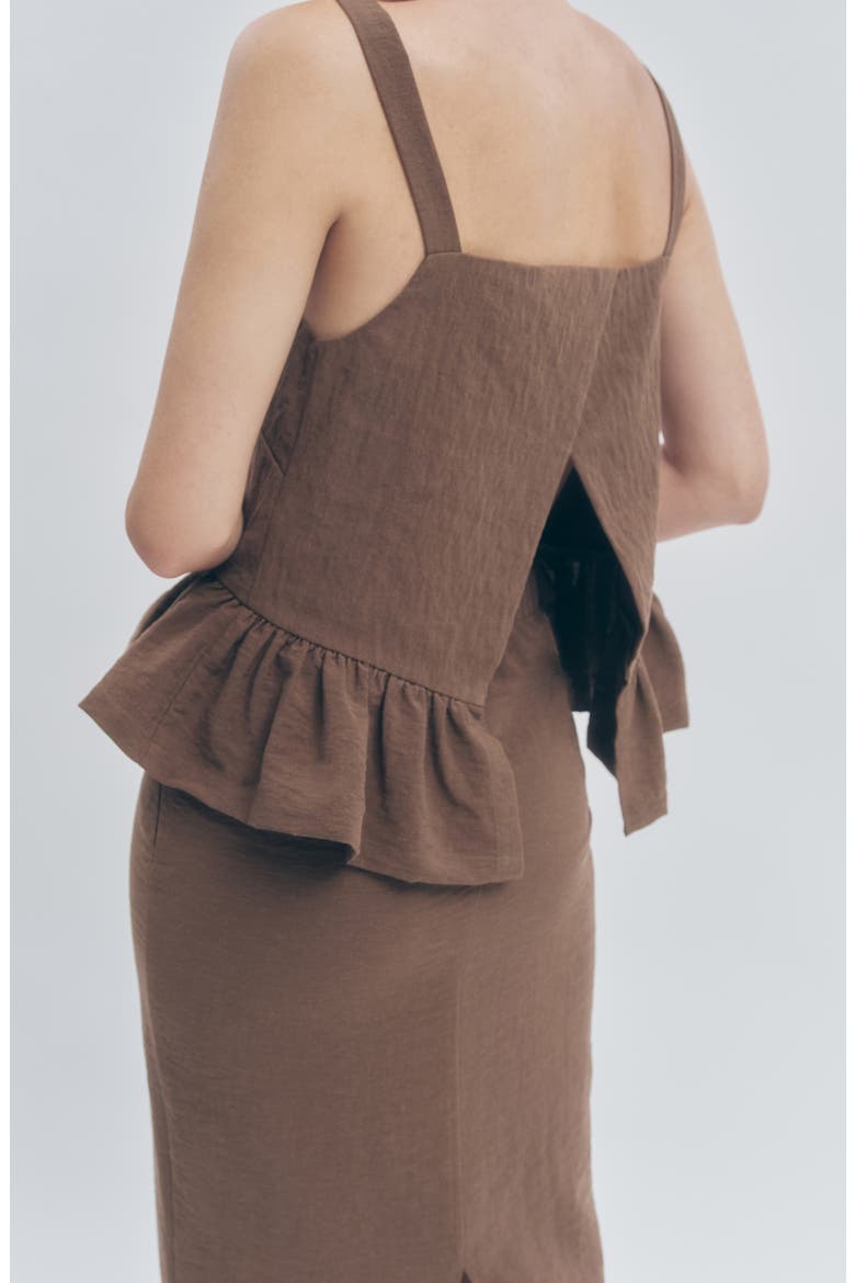 Brandy Peplum Top, Alternate, color, BROWN