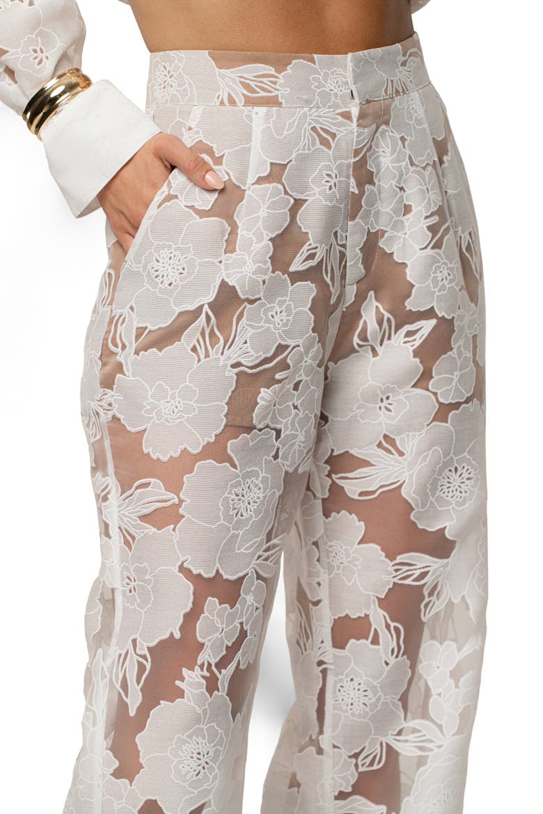 Organza Floral Pant, Alternate, color, Beige