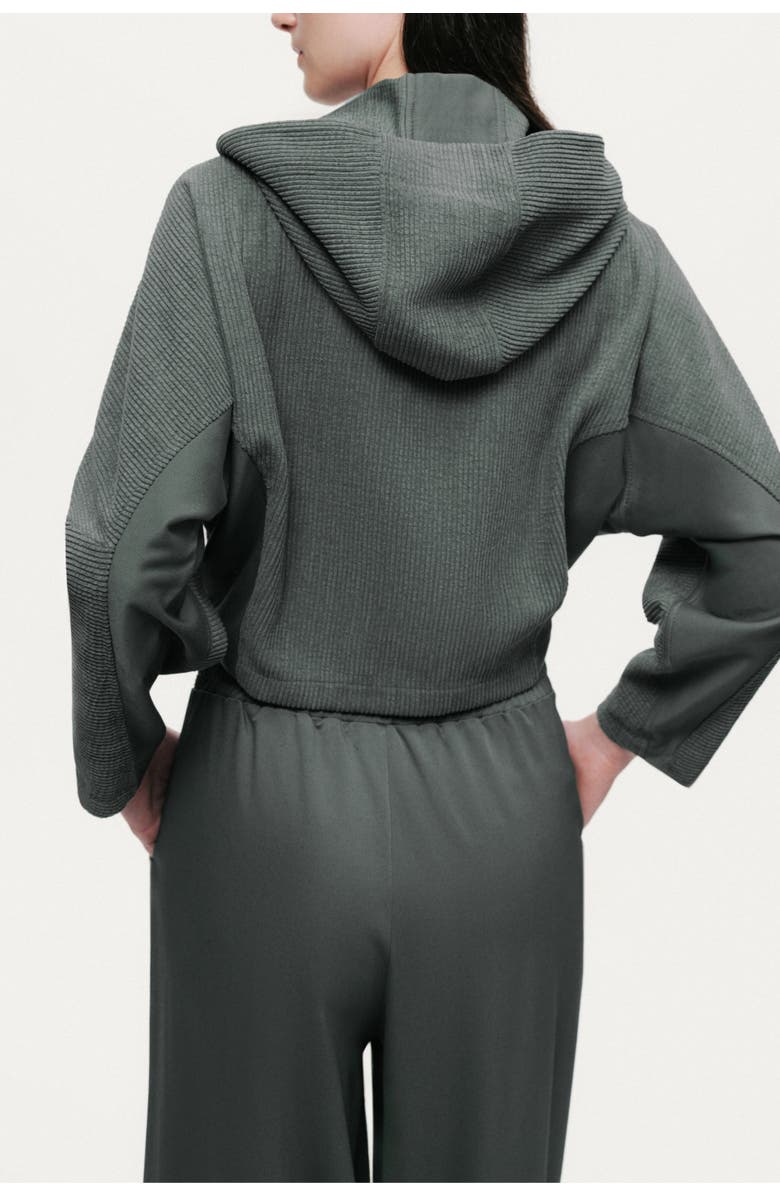 Nocturne Ribbed Zip-Up Hoodie Jacket, Alternate, color, Anthracite