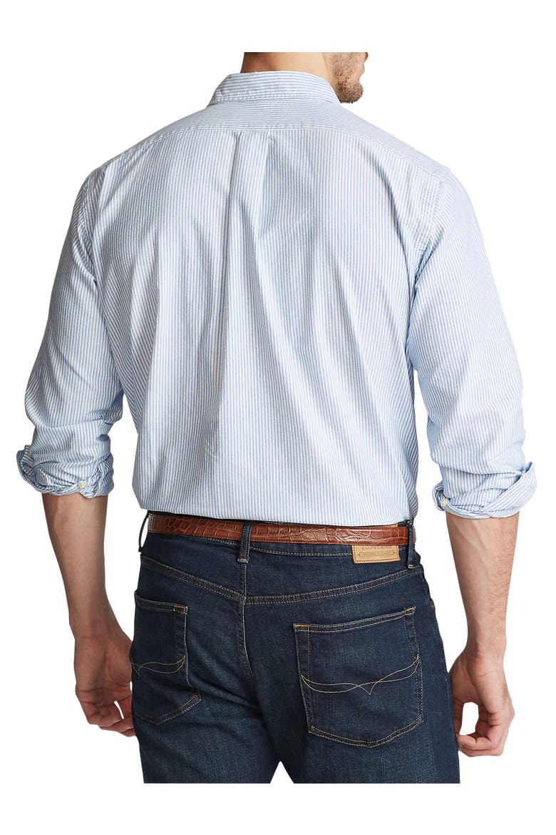 Big & Tall Striped Oxford Sport Shirt, Alternate, color, BLUE WHITE
