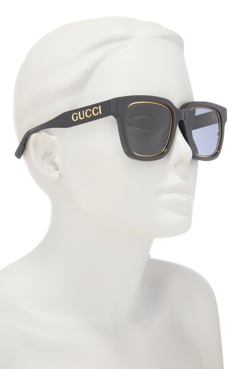 Gucci 52mm Square Sunglasses, Alternate, color, Black Black Grey