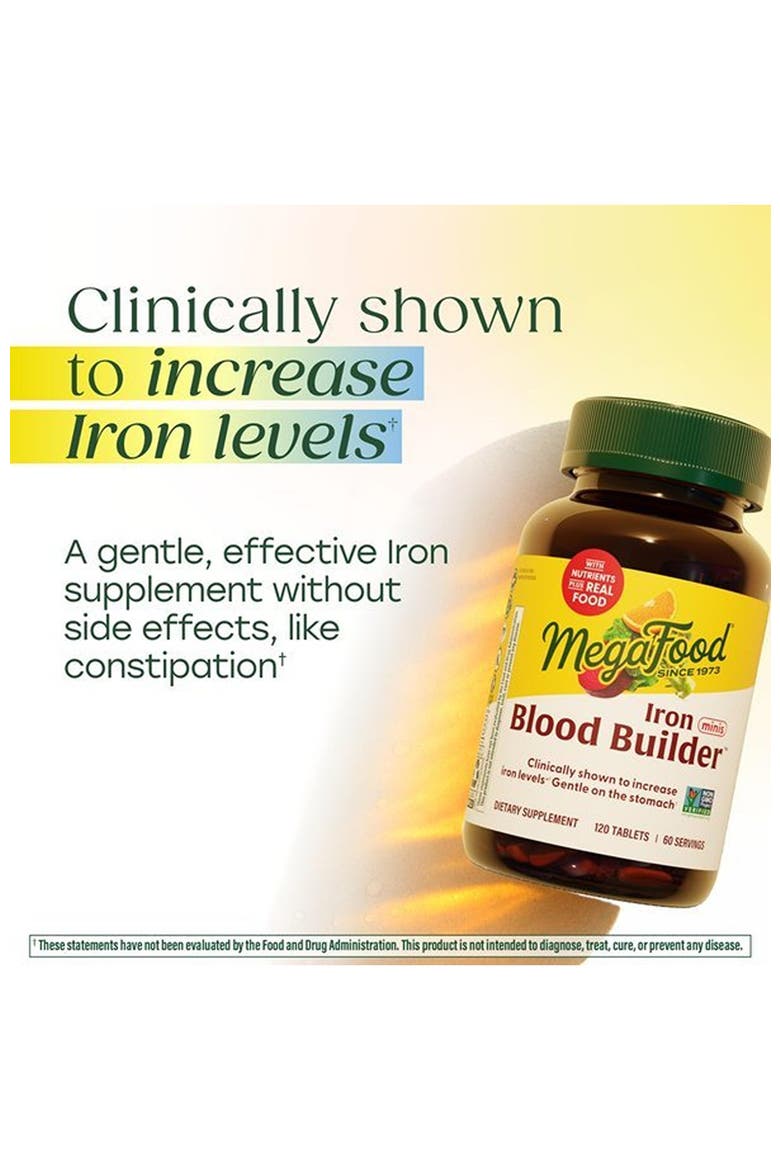 Blood Builder Iron Supplement for Women & Men with B12, Folic Acid & Vitamin C, Vegan, 120 Mini Tablets, Alternate, color, None