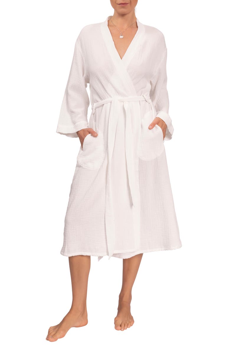 Nora Cotton Gauze Robe, Main, color, WHITE