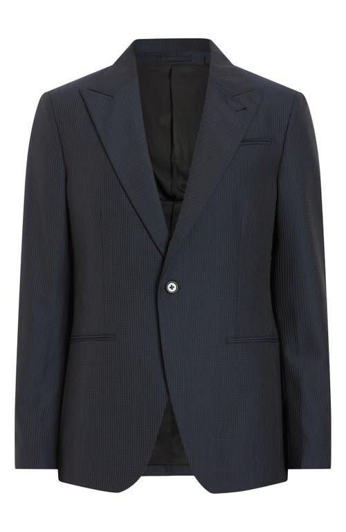 Allsaints Howling Pinstripe Relaxed Fit Blazer In Ink Blue
