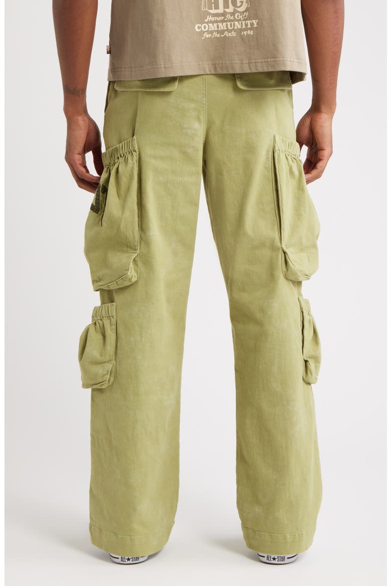 Wide Leg Cotton Twill Cargo Pants, Alternate, color, GREEN