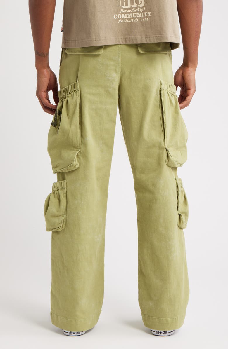 HONOR THE GIFT Wide Leg Cotton Twill Cargo Pants, Alternate, color, Green