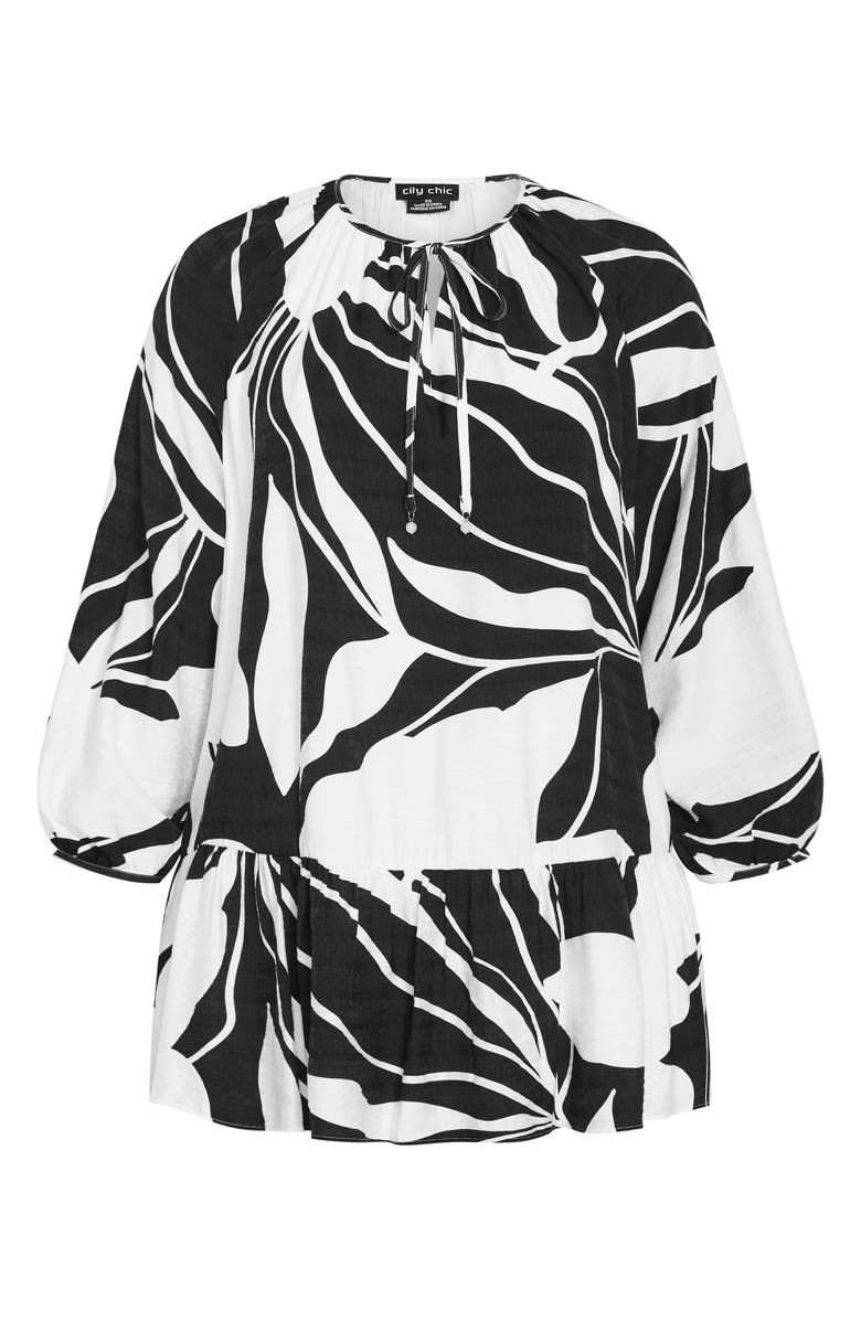 City Chic Palma Long Sleeve Minidress, Alternate, color, Palm Paradise