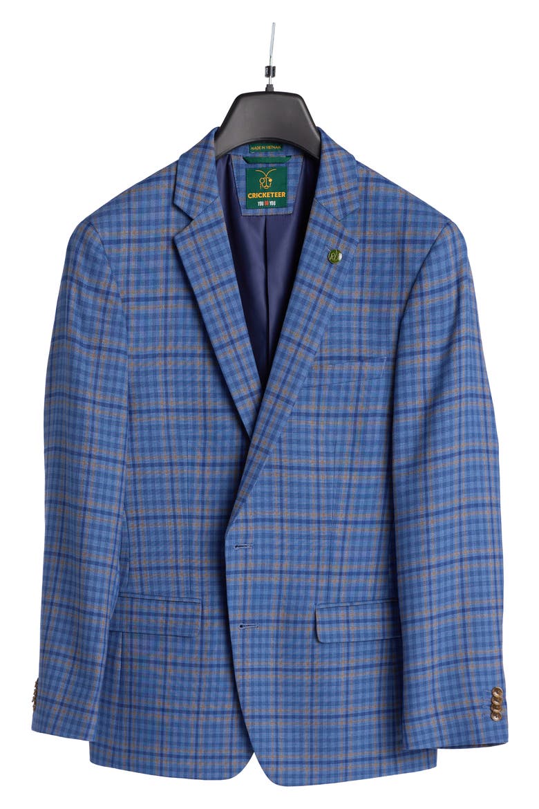 Check Wool Blend Sport Coat, Alternate, color, BLUE