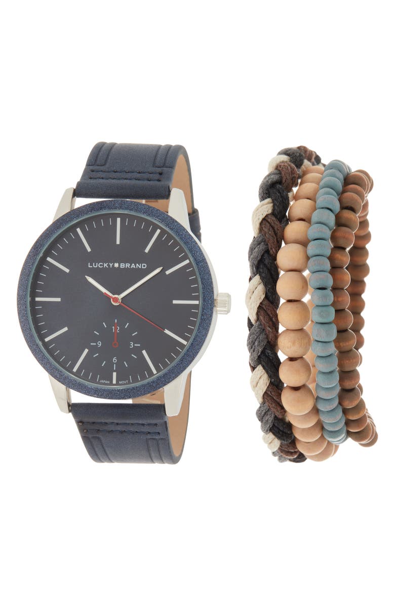 Lucky Brand Royal Sunray Distressed Leather Strap Watch  display picture 1