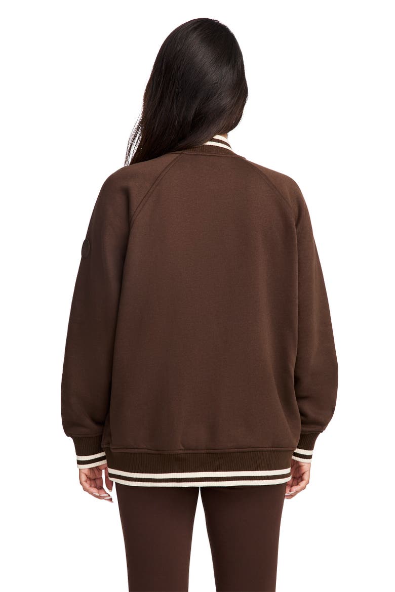 Women's Cotton Blend Varsity Jacket, Alternate, color, Walnut