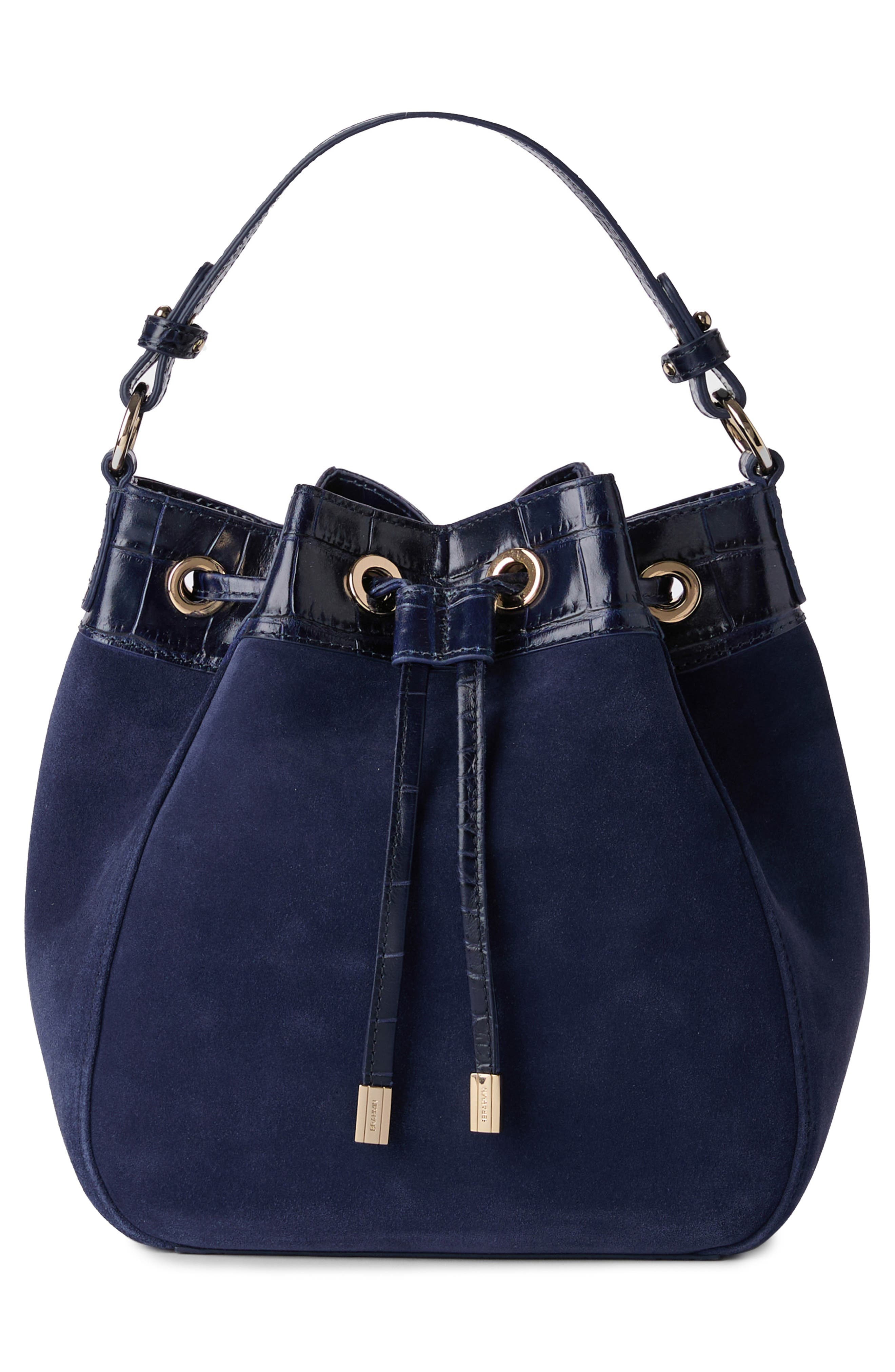 Brahmin Melinda Suede Bucket Bag, Alternate, color, 
