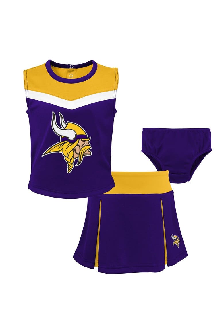 Girls Toddler Purple Minnesota Vikings Spirit Cheer Three-Piece Cheerleader Set, Main, color, Purple