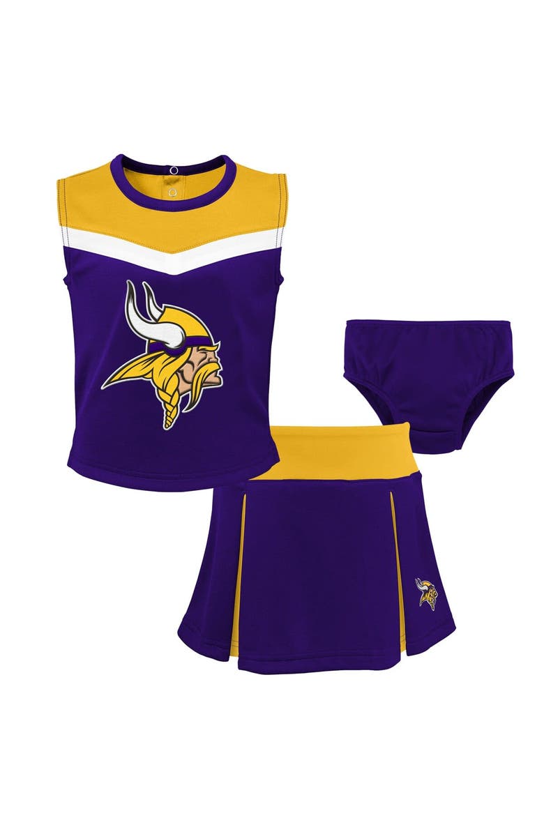 Outerstuff Girls Toddler Purple Minnesota Vikings Spirit Cheer Three-Piece Cheerleader Set, Main, color, Purple