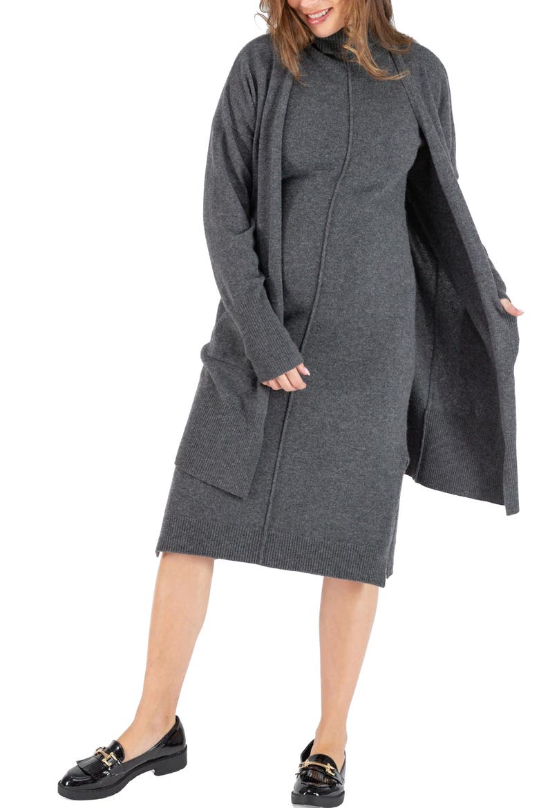 Laurie Wool & Cashmere Longline Maternity/Nursing Cardigan, Main, color, ANTHRACITE