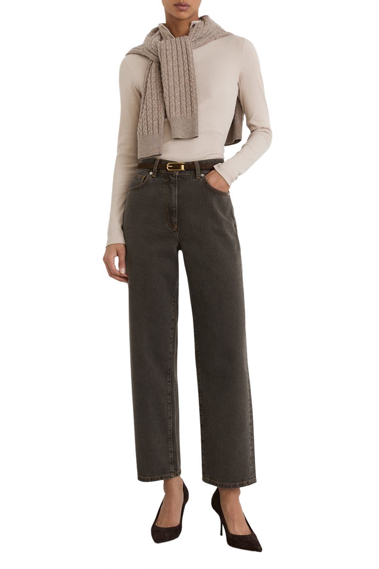 Selin Mid Rise Straight Leg Jeans, Alternate, color, MUSHROOM BROWN