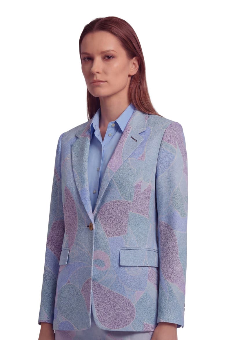 Grain Paisley Womens Tailored Blazer, Alternate, color, GRAIN PAISLEY TEAL