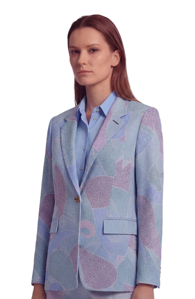 Lords of Harlech Grain Paisley Womens Tailored Blazer, Alternate, color, Grain Paisley Teal