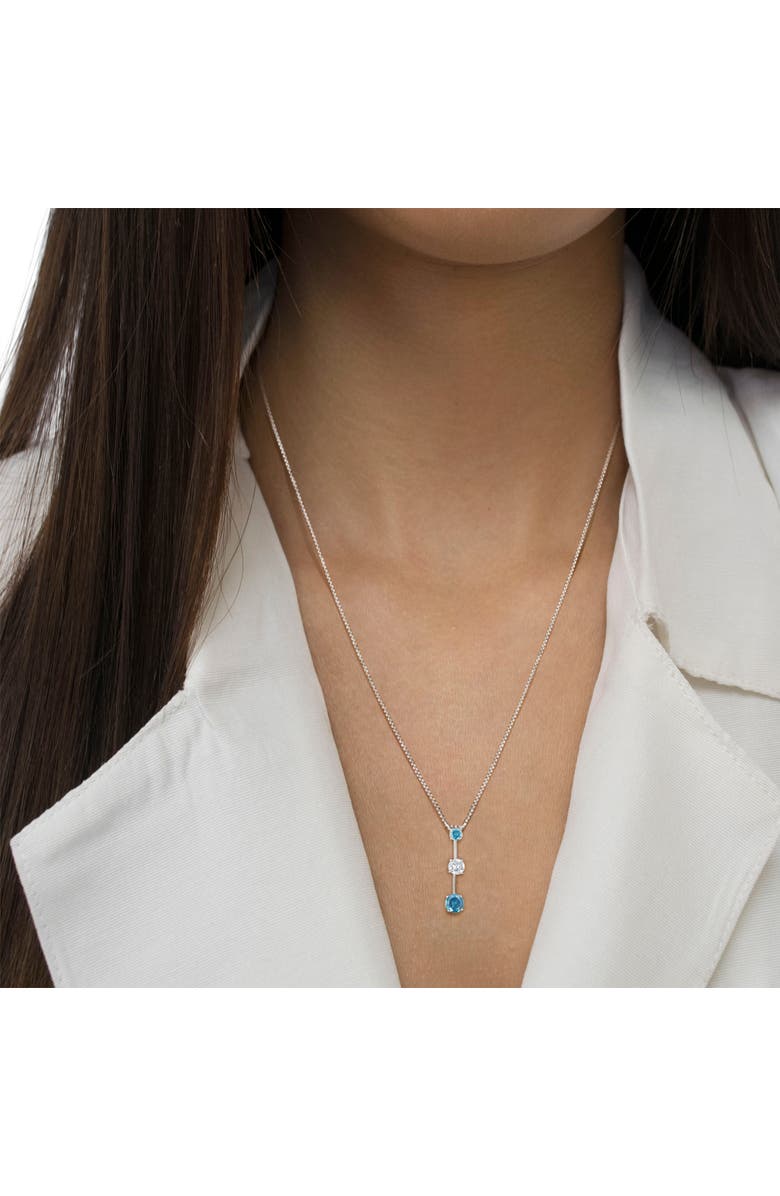 Haus of Brilliance 14K White Gold 1 1/2 cttw White and Treated Blue Diamond Pendant Necklace, Alternate, color, White