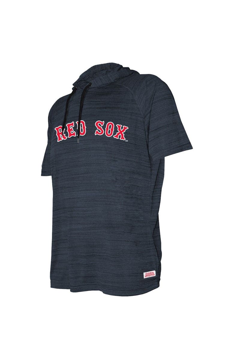 STITCHES Youth Stitches Heather Navy Boston Red Sox Raglan Short Sleeve Pullover Hoodie, Alternate, color, Heather Navy