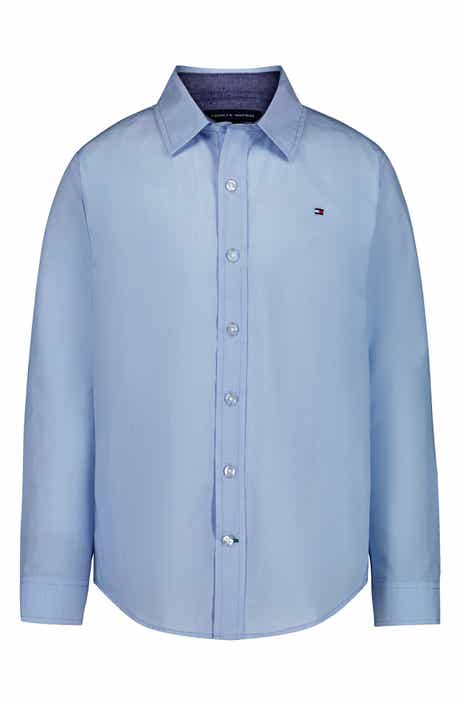 Kids' End-on-End Striped Long Sleeve Button-Down Shirt