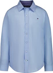 Tommy Hilfiger Kids' End-on-End Striped Long Sleeve Button-Down Shirt