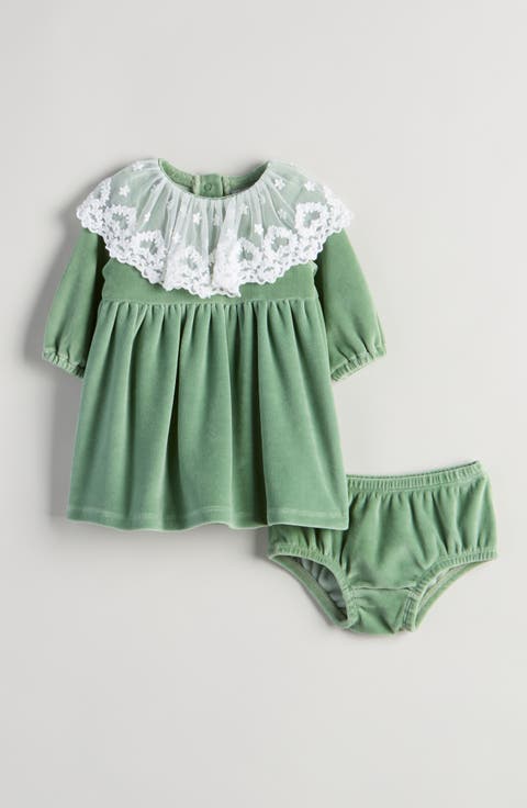 Cotton Blend Velour Dress & Bloomers (Baby)