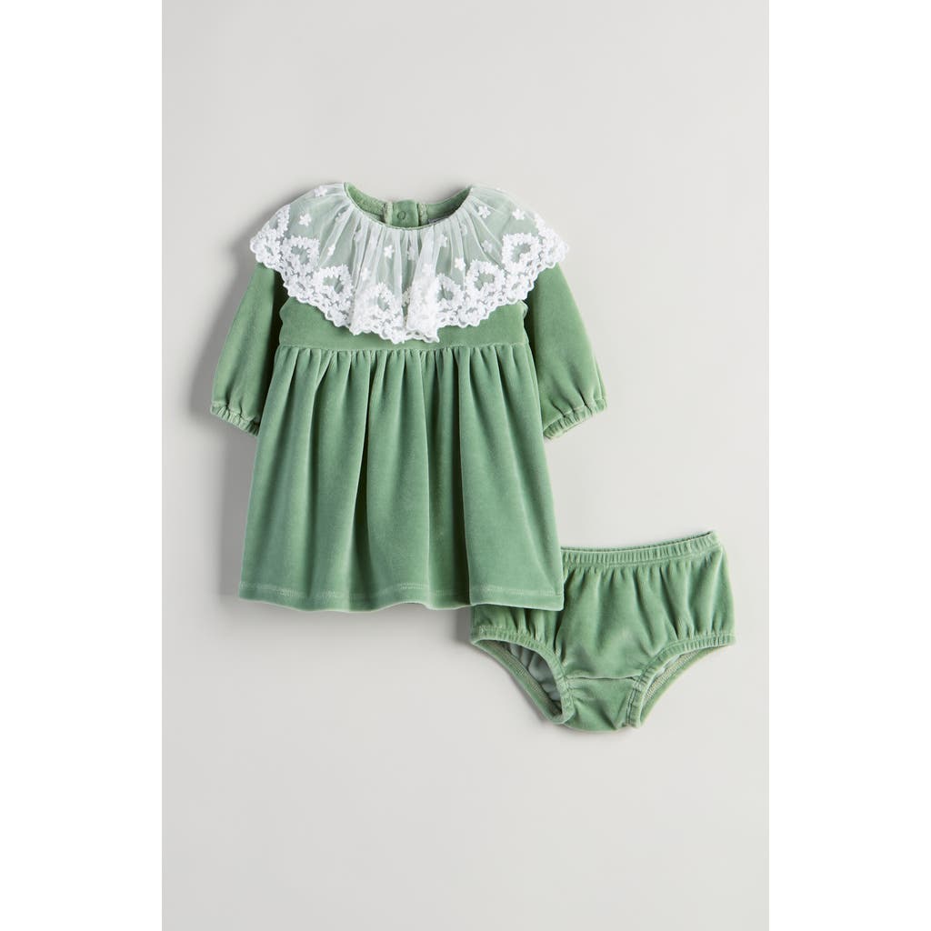 Nordstrom Cotton Blend Velour Dress & Bloomers In Green