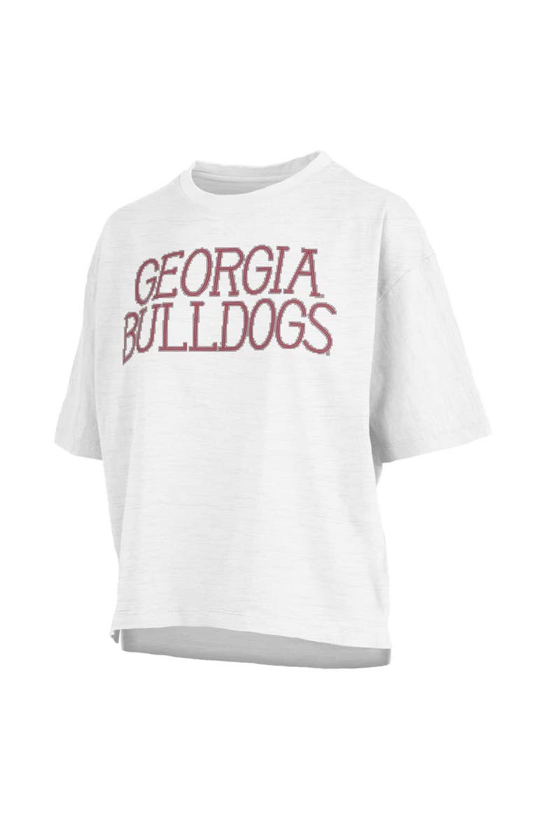 Women's Pressbox White Georgia Bulldogs Motley Crew Chain Stitch Slub Waist Length Boxy T-Shirt, Alternate, color, White