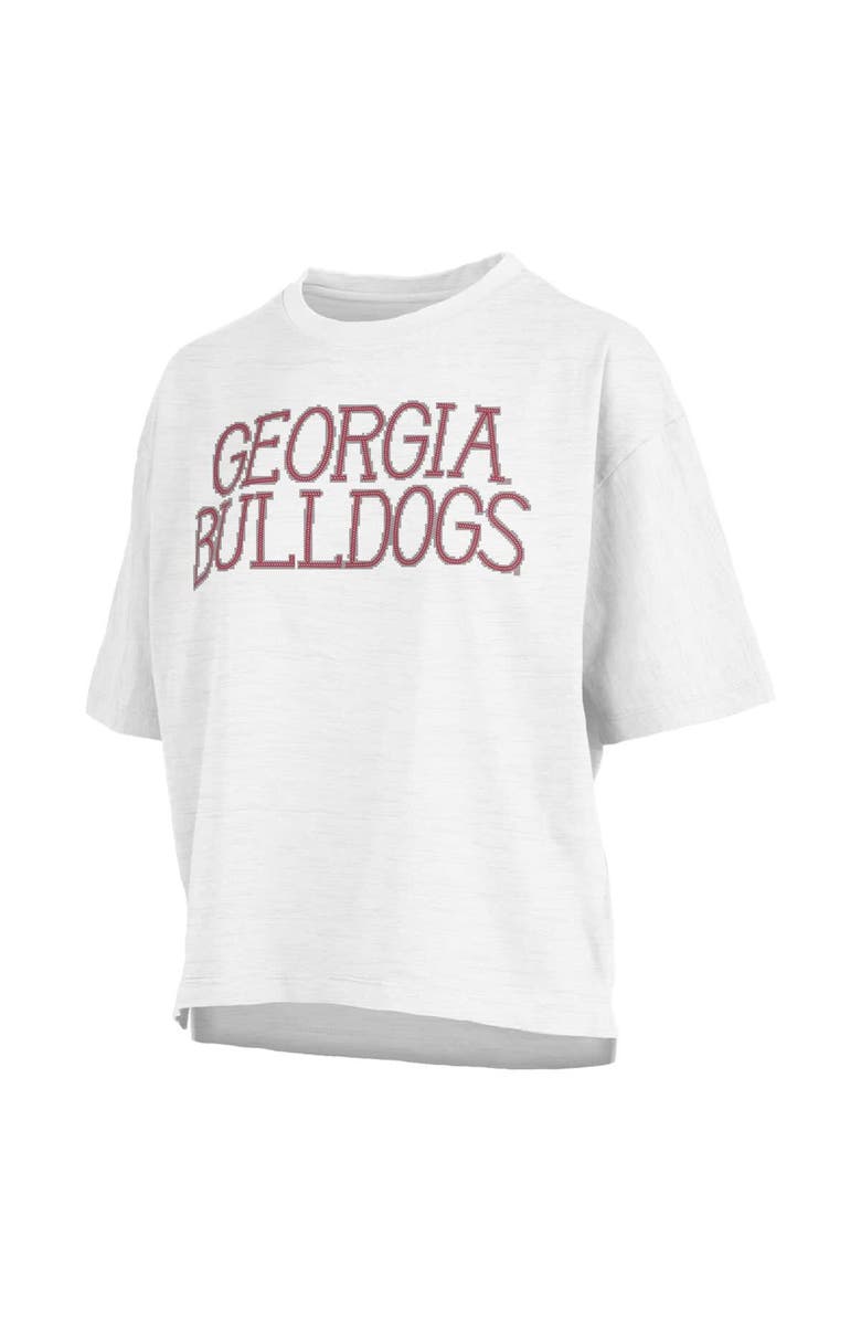 PRESSBOX Women's Pressbox White Georgia Bulldogs Motley Crew Chain Stitch Slub Waist Length Boxy T-Shirt, Alternate, color, 