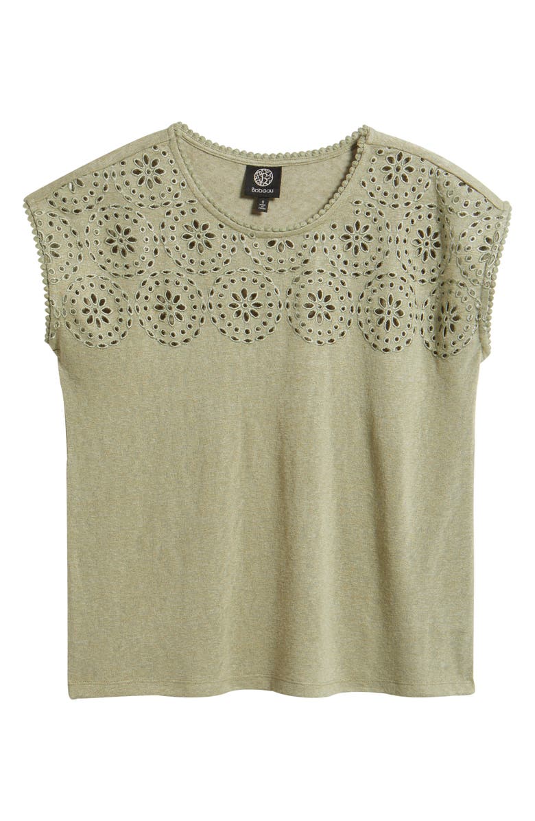 Bobeau Caty Embroidered Eyelet Tank, Alternate, color, Light Olive