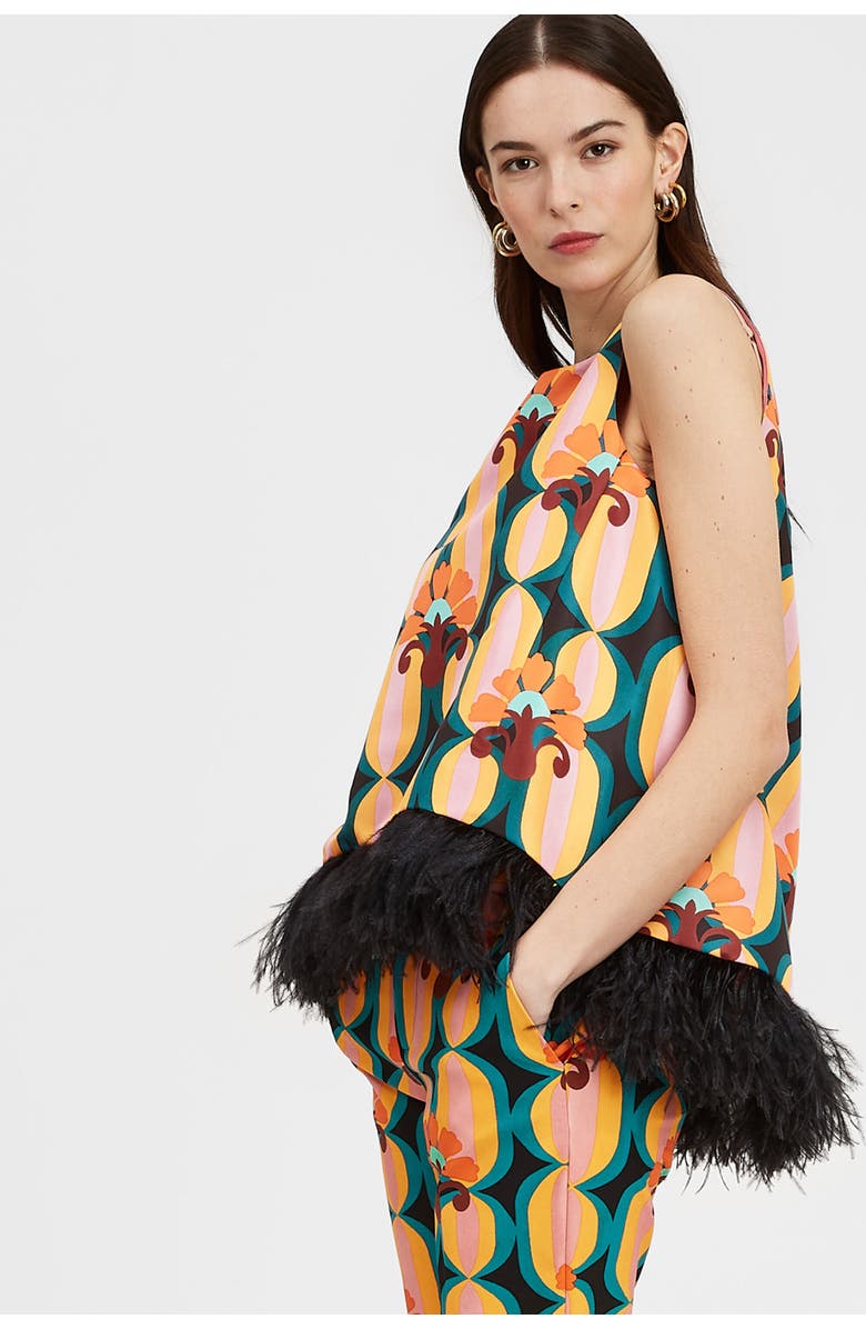 La DoubleJ La Scala Top With Feathers Arcturus Blue Petrol, Main, color,