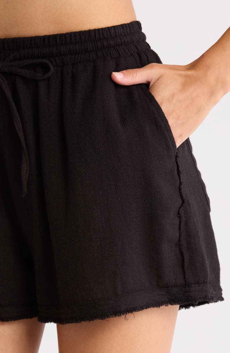 Elan Tie Waist Cover-Up Shorts, Alternate, color, Black