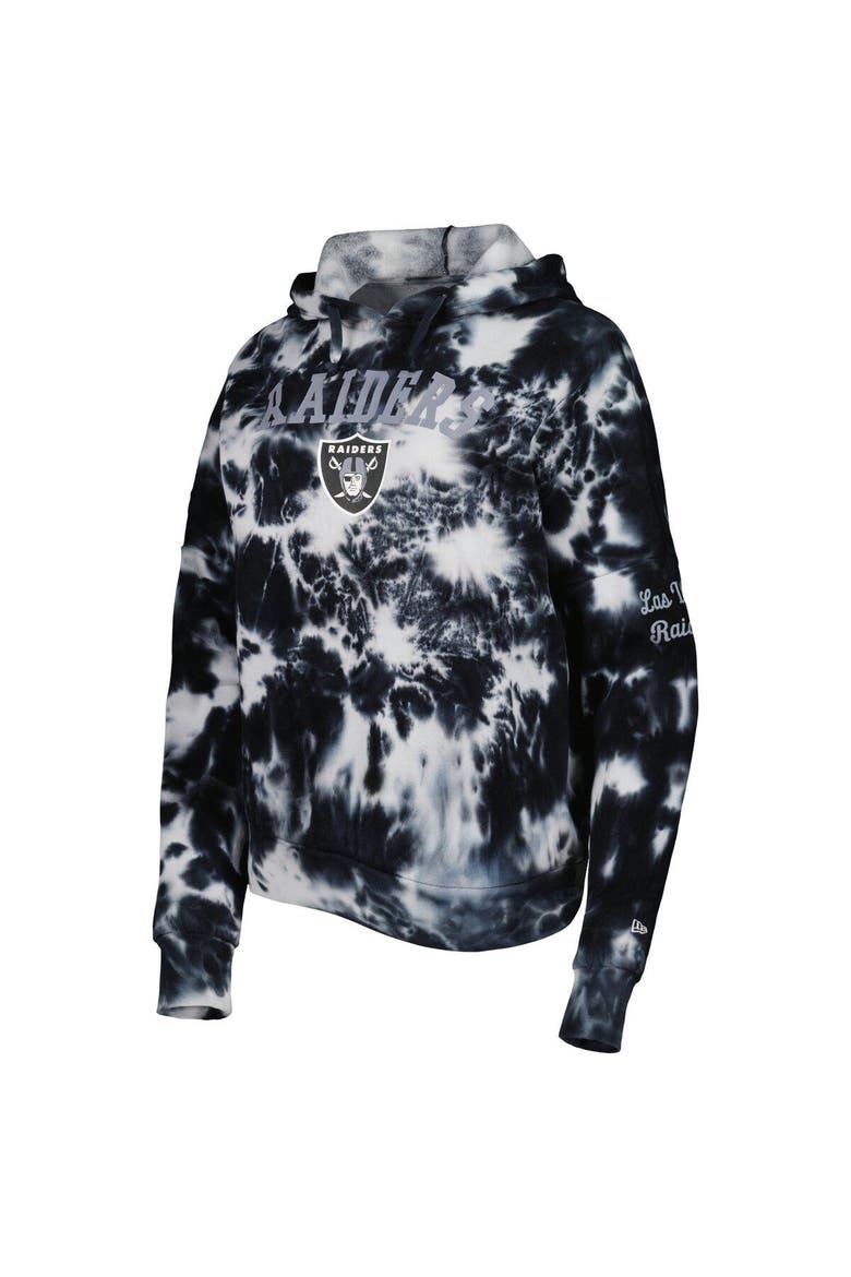 Women's New Era Black Las Vegas Raiders Cloud Dye Fleece Pullover Hoodie, Alternate, color, Black