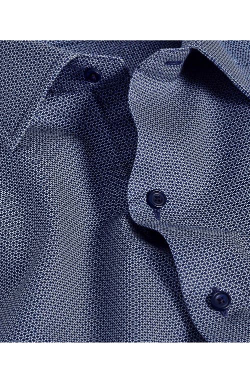 David Donahue Microprint Short Sleeve Cotton Button-up Shirt In Navy