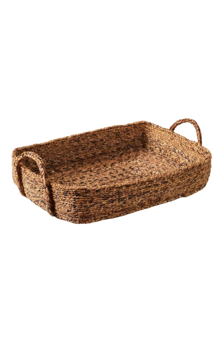 indego africa Dark Banana Leaf Rectangle Tray, Main, color, Brown