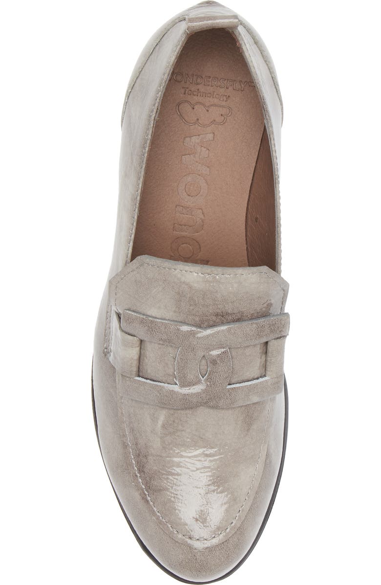 Wonders Lug Platform Wedge Loafer, Alternate, color, Textured Grey Patent