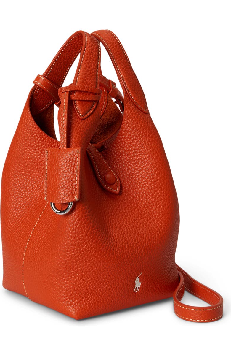 Polo Ralph Lauren Small Polo Play Pebble Leather Crossbody Tote, Alternate, color, Sunset Orange