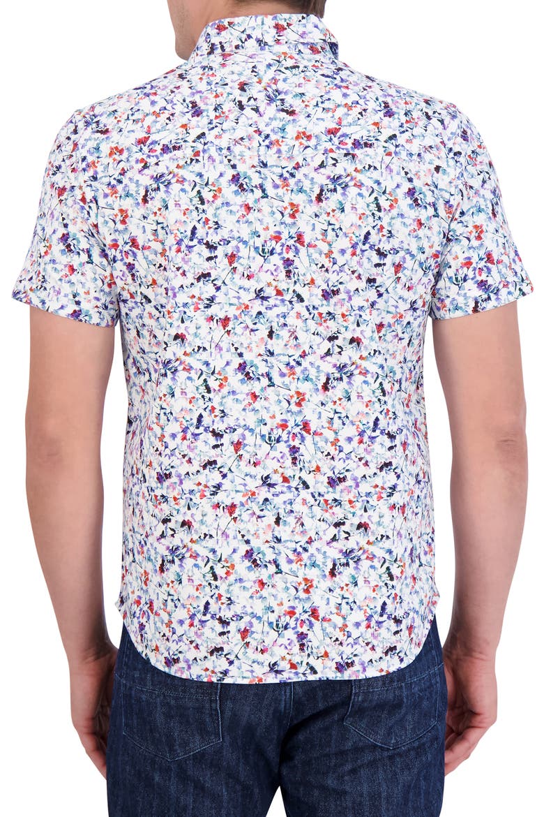 Bavaro Floral Short Sleeve Cotton Knit Button-Up Shirt, Alternate, color, WHITE MULTI