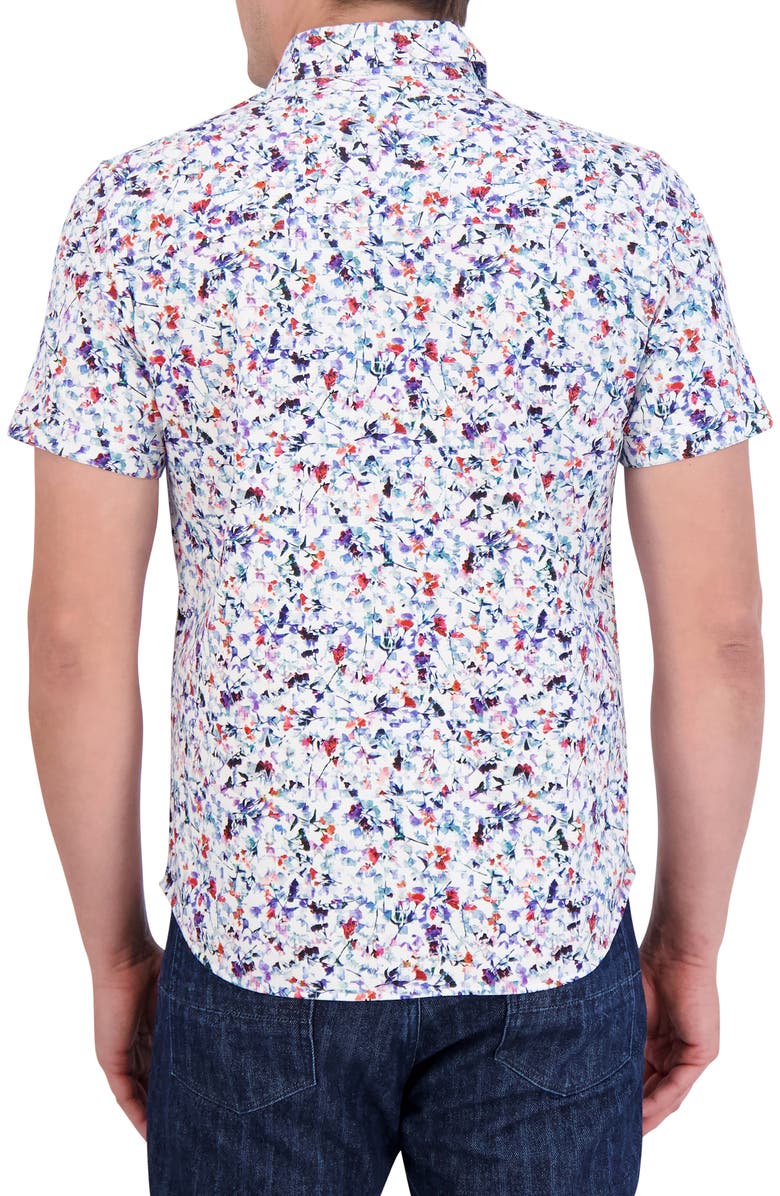 Robert Graham Bavaro Floral Short Sleeve Cotton Knit Button-Up Shirt, Alternate, color,